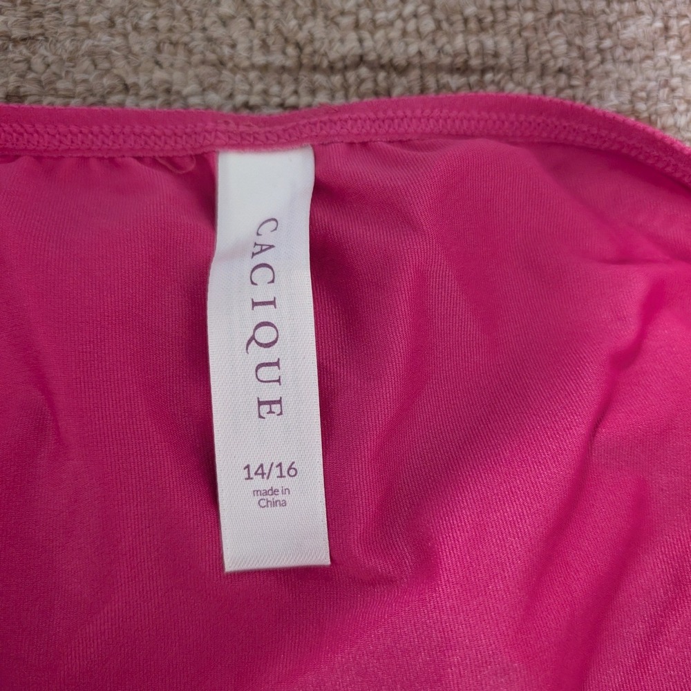 Cacique Bra and Panty Set Womens 42DD 14/16 Pink Bold Lace Balconette Hipster - Picture 11 of 11